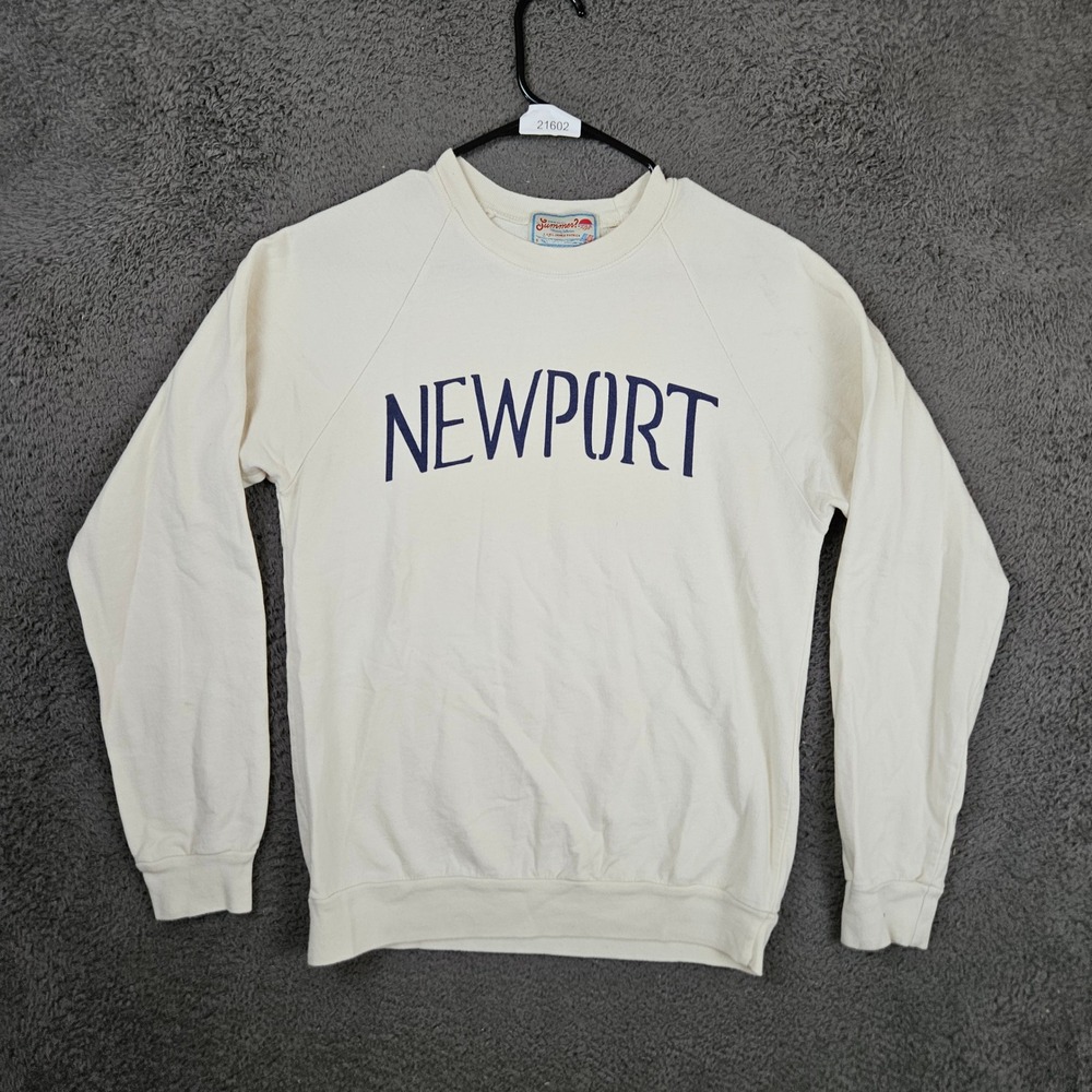 Kiel James Patrick Newport Sweatshirt Small Cream Organic Cotton Made in USA